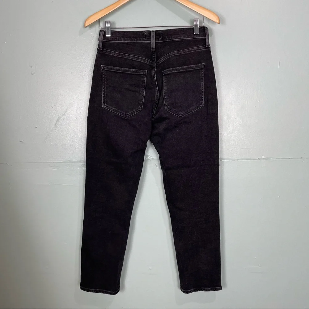 Agolde Riley High Rise Crop Jeans In Washed Black Womens Size 26